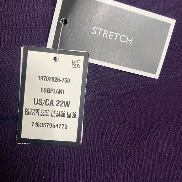 Nine West Women's Plus Size Purple Pants Stretch Low Rise Size 22W - Picture 4 of 5